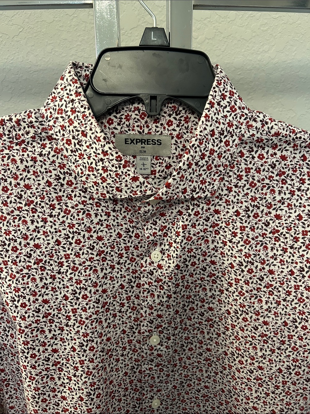 Express Men's Red Floral Print Button-Up Shirt